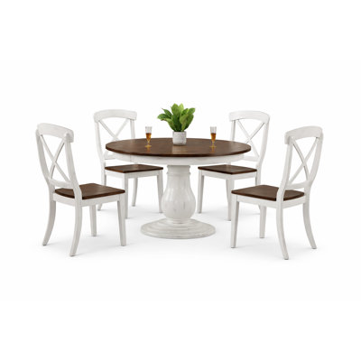 5 - Piece Round Extendable Solid Wood Dining Set