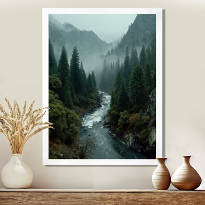 «Morning Mist In The Vancouver Mountains - Forest River Mountains», impressions sur toile, paysage vert