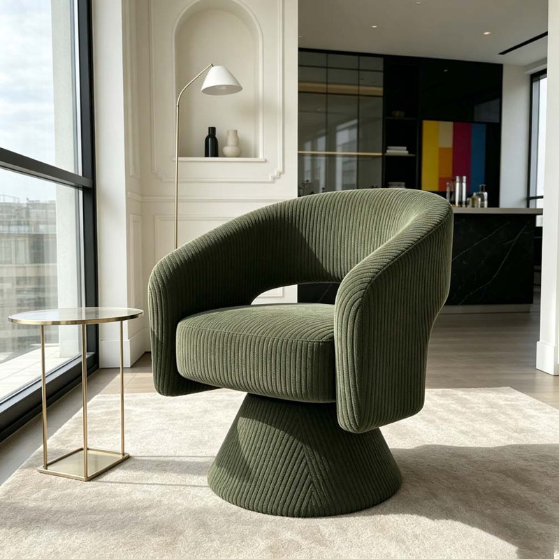 Fauteuil demi-tonneau, fauteuil d'appoint pivotant