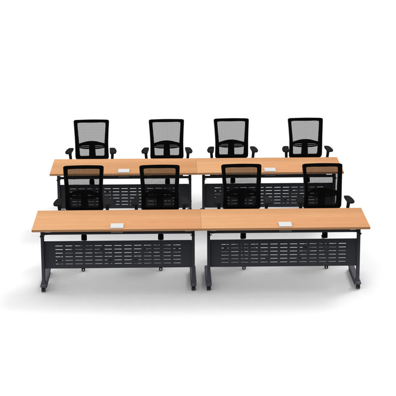 Rectangle 6 Person Flip Top 72'' L Modular Training Table and Chair Set with Casters and Modesty Panel and Cable Management