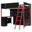 Lit mezzanine double en bois avec bureau, rangement intégré et lumière DEL, lit plateforme peu encombrant, rouge-1779042483