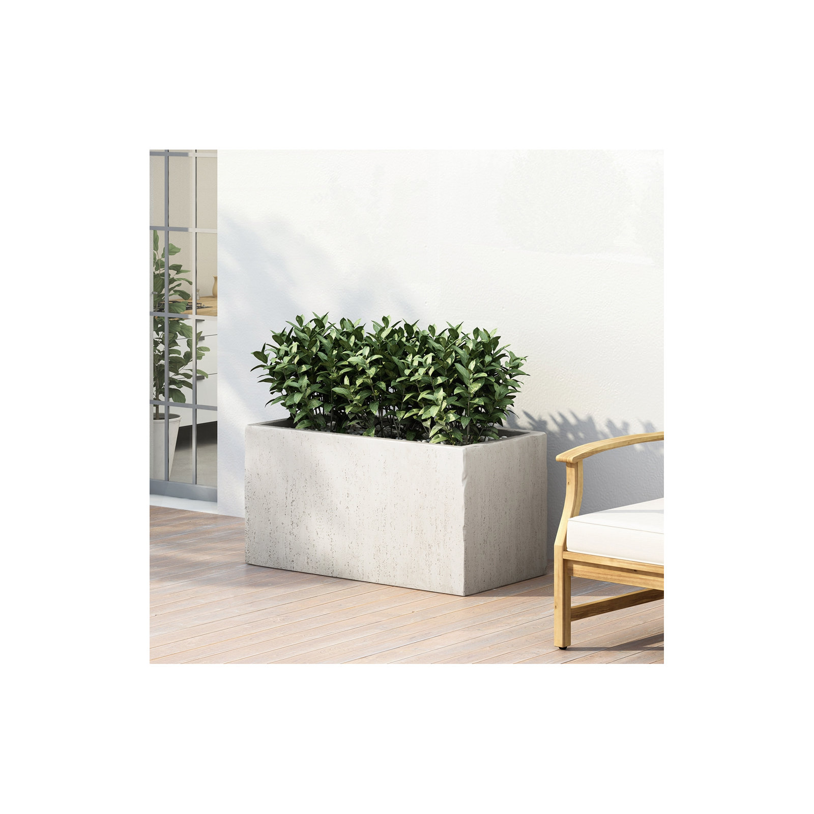 Shiner Lightweight Concrete Planter Box Set, Black, 16" H x 31.25" W x 15.75" D, 1
