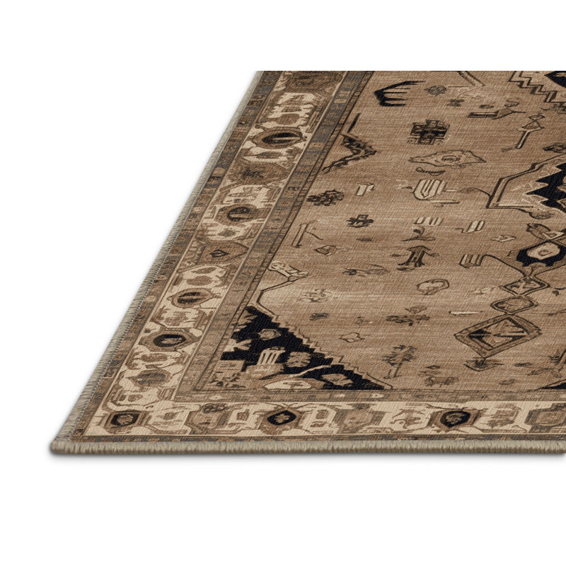 Machine Washable Persian Beige Area Rug, Square 6'
