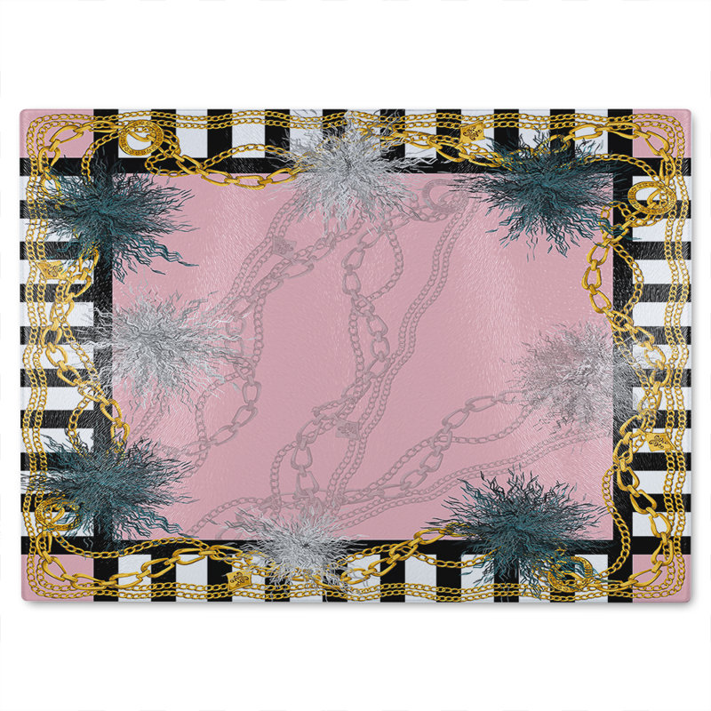 Chains Glass Chopping Board, 40cm L x 28cm W