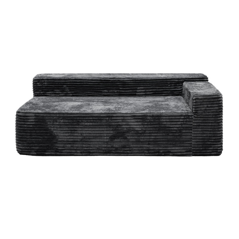 Boneless Koli Right Loveseat, Compression Sectional Sofa Compenont, Black Corduroy, Gray