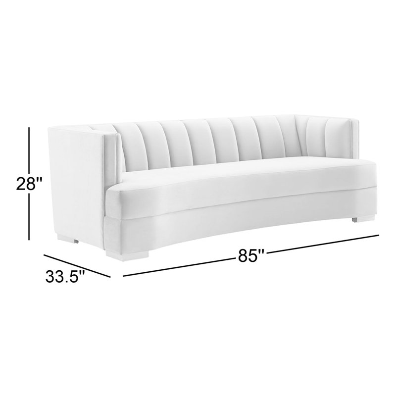 Navy Tufted Velvet Tuxedo Arm Sofa with Wood Legs