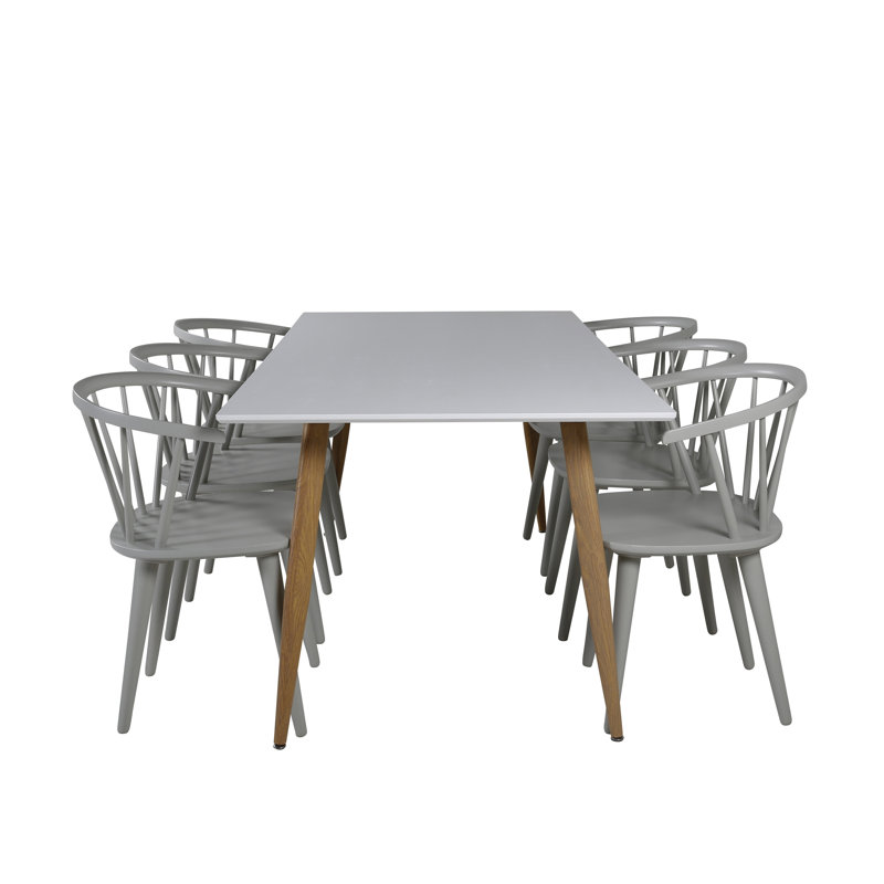 Carney 6 - Person Dining Set, Light Grey, Light Grey