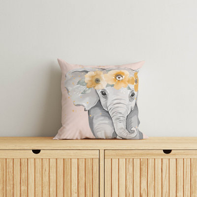 Elephant Pink Throw Pillow