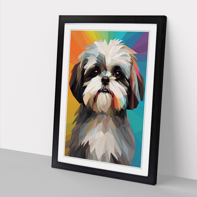 Shih Tzu Geometric No.2 - Single Picture Frame Print on Wood