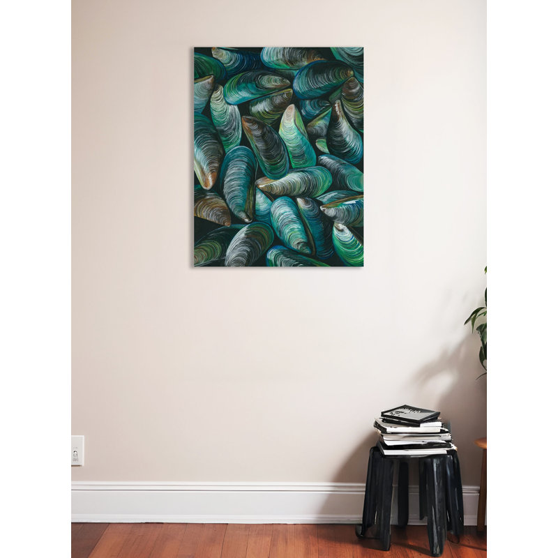 «Ocean Sea Life Sea Shells», reproduction de peinture à l'huile sur toile, H 24 po x l 32 po
