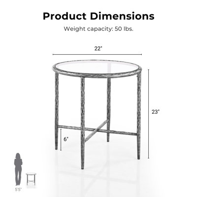 Lalia Modern Hammered Metal X-Brace Round End Table