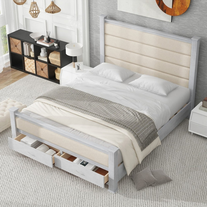Lit plateforme grand format en bois - Aucun sommier requis, robuste et amp; Intemporel