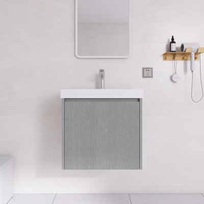 Meuble-lavabo flottant avec plateau en acrylique 20 po Keriel