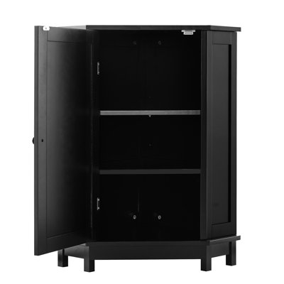 Black Triangle Corner Cabinet, Adjustable Shelf For Efficient Bathroom Storage , Meets Various Demands