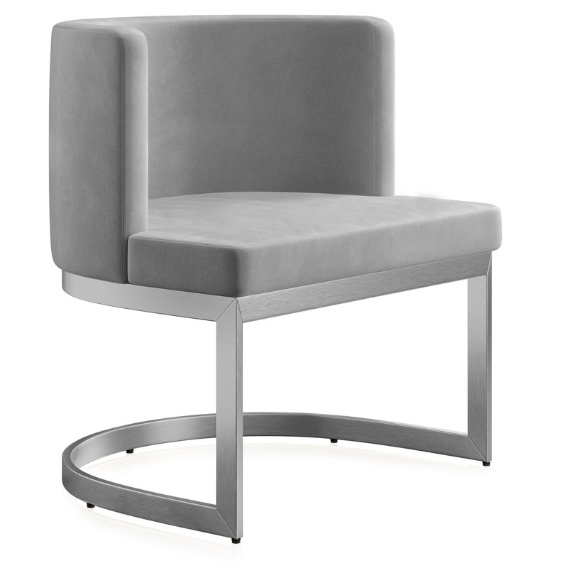 Chaise d'appoint 26,77 po, Chrome, Velours gris