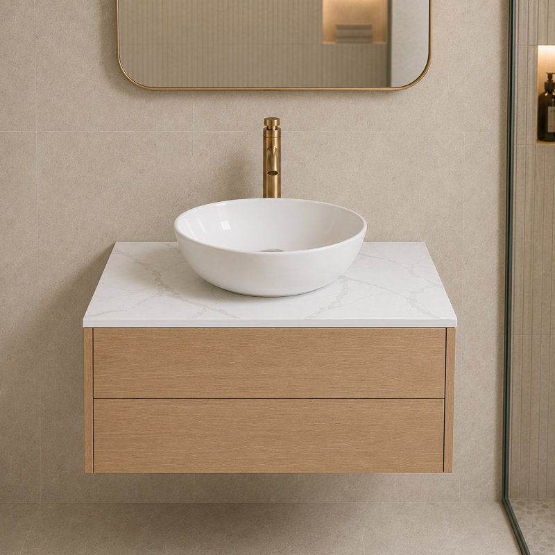 Dessus de meuble-lavabo moderne 30 "à surface solide pour vasque - blanc Carrara