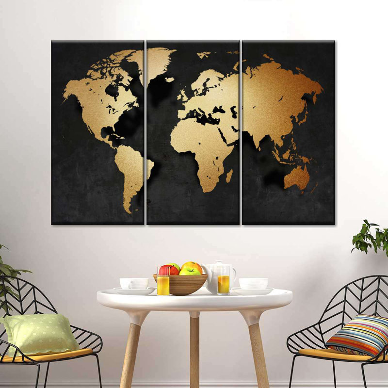 «Gold Map», reproduction sur toile, H 38 po x l 24 po x P 1,25 po