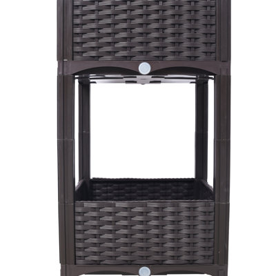 Lit à fleurs brun pour décor de balcon - 15,7 po x 15,7 po x 27,7 po, esthétique esthétique avec contrôle de bouchon de drainage 15,7 po x 15,7 po x 27,7 po