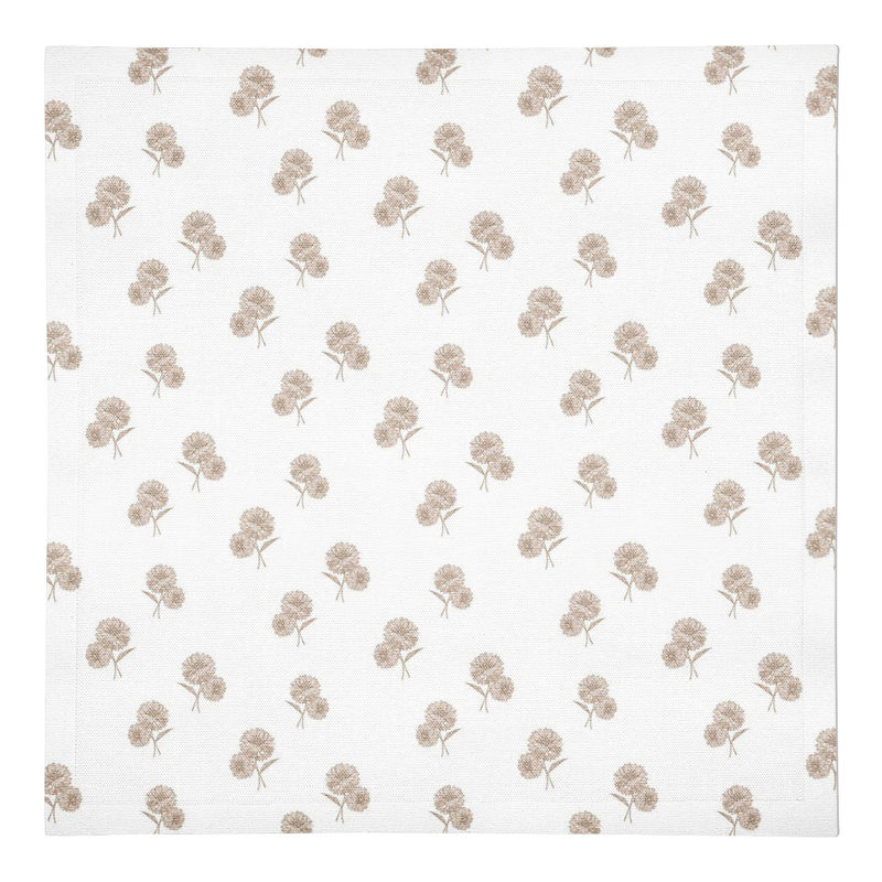 Cotton Twill Floral Rectangle Napkin, Cream