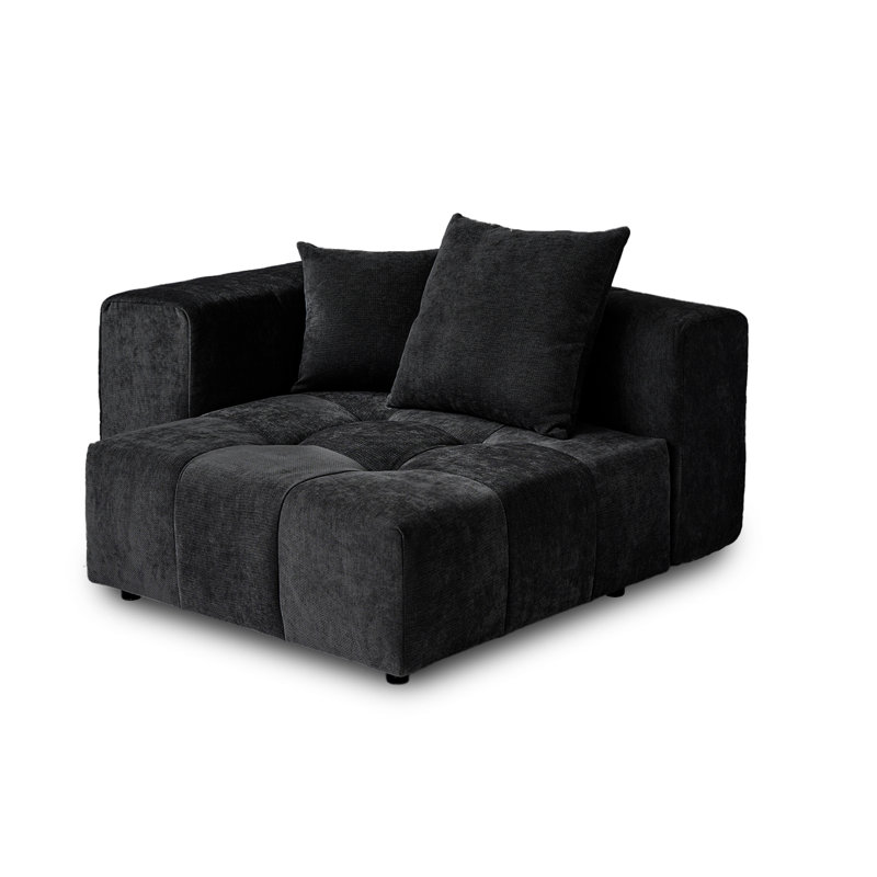 Upholstered Modern Linen Fabric One-Armed Chair, Black