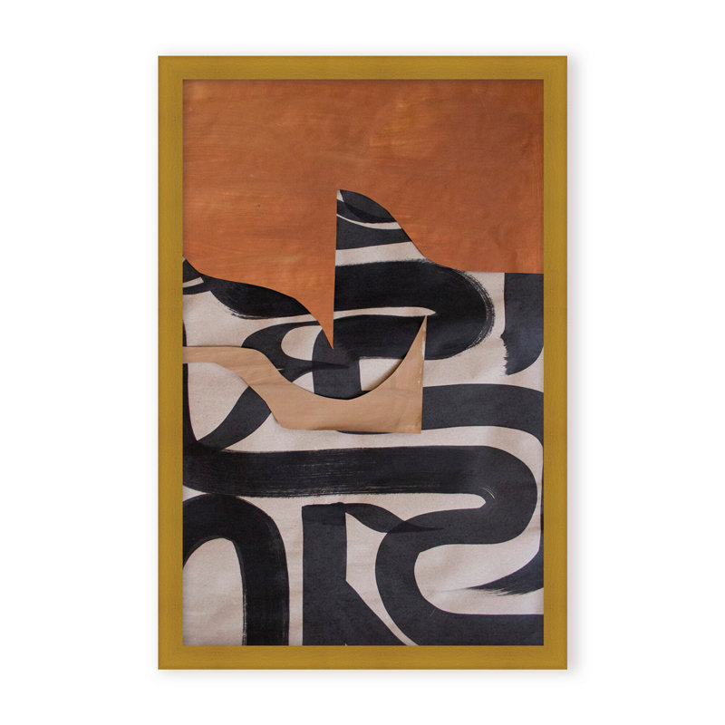 Gai: A Symphony Of Abstraction, 30" H x 24" W x 1.125" D, Framed Print, Gold
