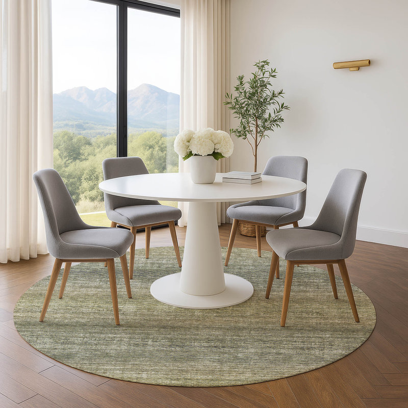 Premium Machine Washable Ariel Geometric Rug, Round 8'