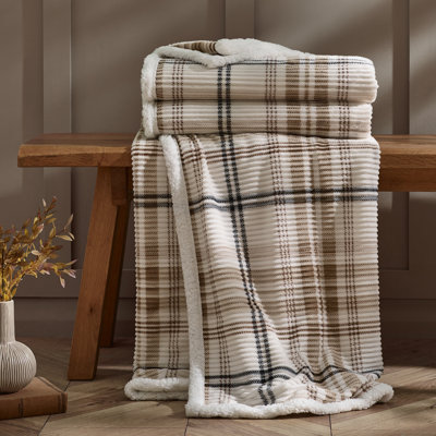 Cosy Ribbed Check 130x170cm Blanket Throw