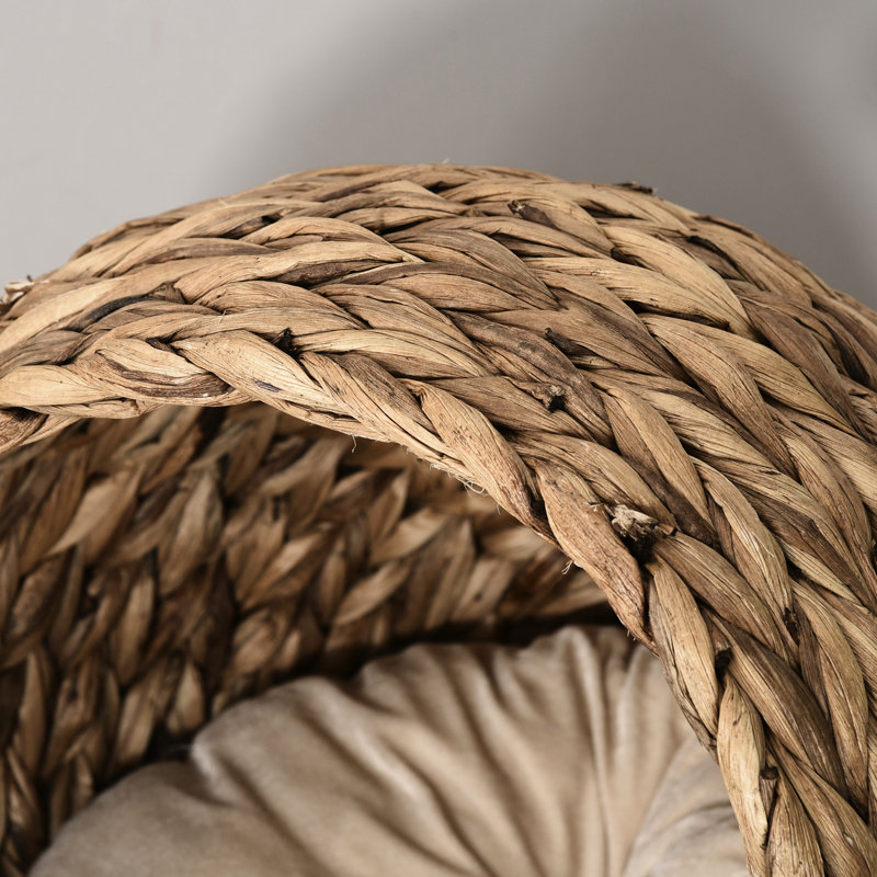 Lit pour chat surélevé tissé à la main avec coussin lisse et confortable, pour chats d'intérieur, H 23,5 po, panier de nid surélevé brun doux, animaux de compagnie