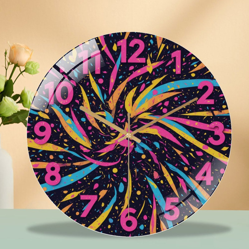 Horloge murale avec chiffres et tourbillons - horloge murale moderne en verre 12 po