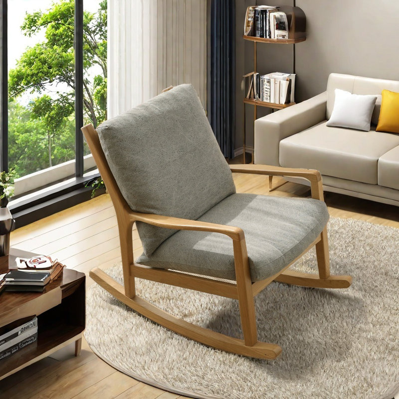 Natural comfortable oak rocking chair