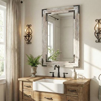 Miroir mural ferme en bois massif