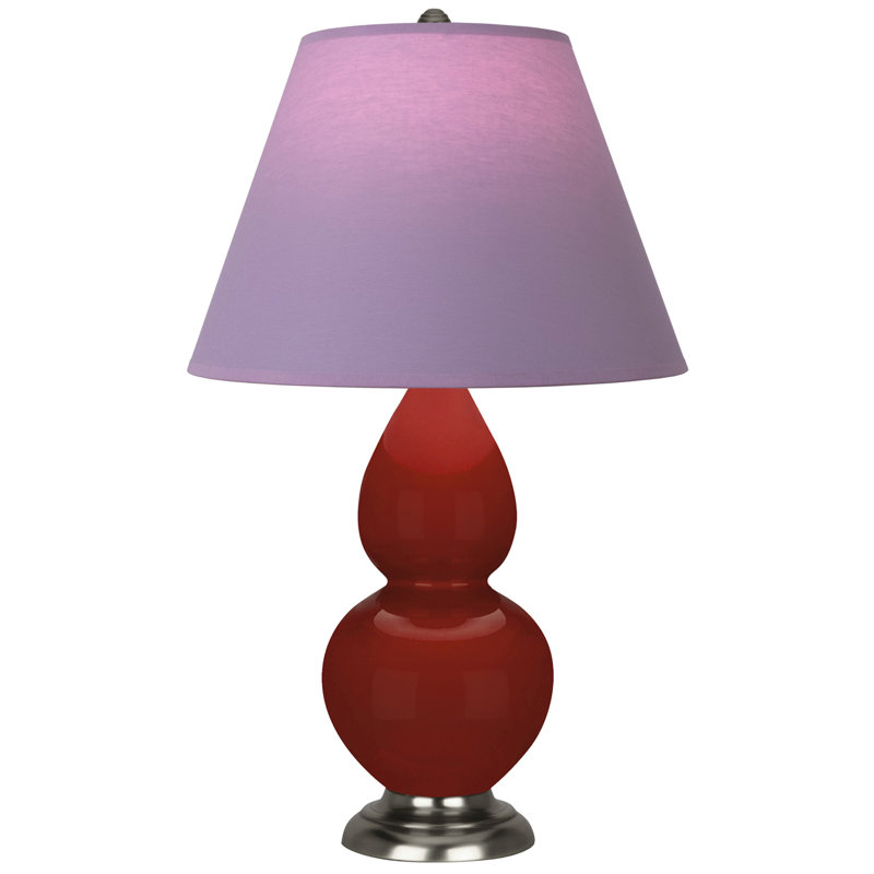 Petite lampe d'appoint à double gourde, Lavande / prune, Argent antique, Rouge sang-de-bœuf