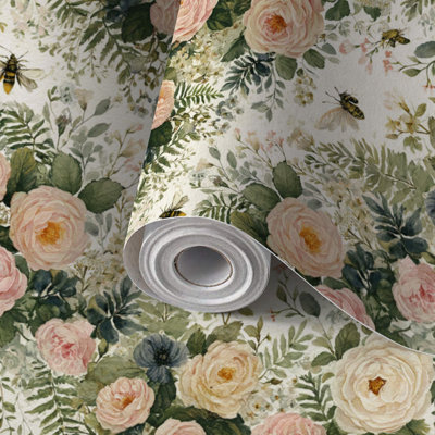 Peler et coller le papier peint en contact avec des fougères roses pastel auto-adhésives et amovibles 24 po x 118 po (60 x 300 cm)