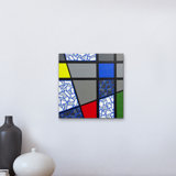 Mosaic Color Grid-Cobalt Blue On Black Painting by Eddie Bruckner