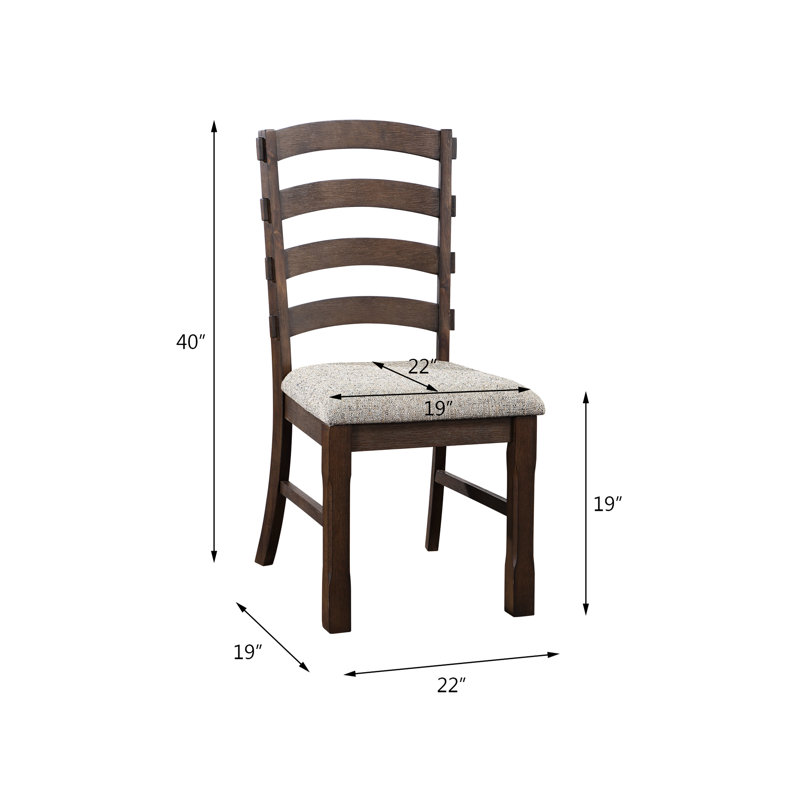 Table de salle à manger rustique brun et chêne avec revêtement en tissu de chaise gris élégant et panier