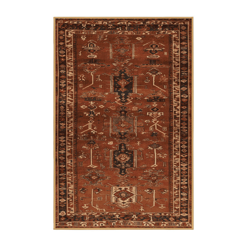 Tapis brun turc lavable à la machine, Rectangulaire 2 pi x 3 pi