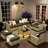 Outdoor Rattan Woven Sofa With Luminous End Table And Swivel Chair-102744625