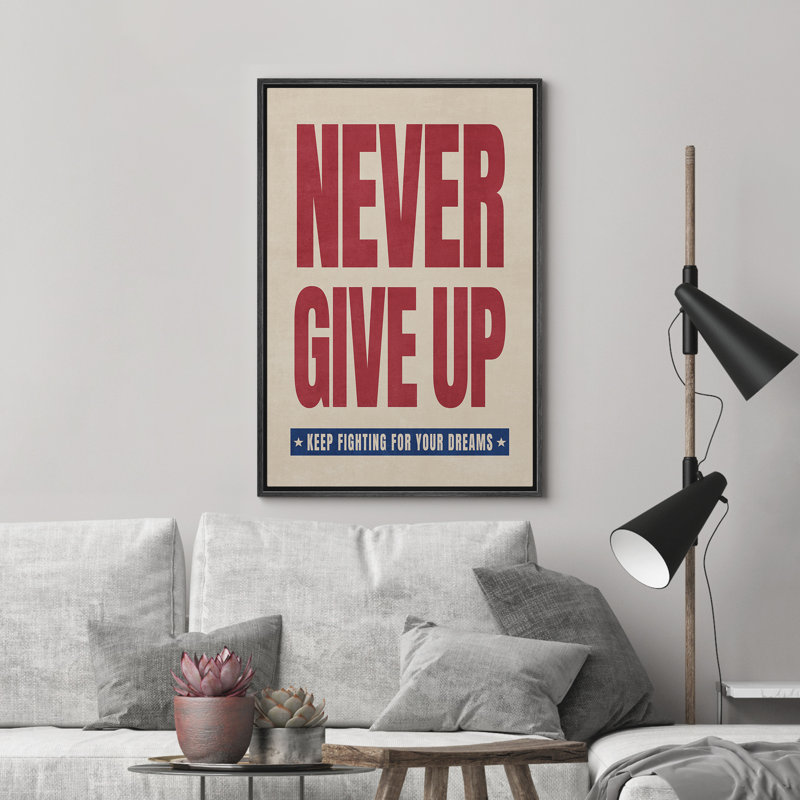 «Never n'abandonne pas», reproduction d'art sur toile encadrée dans la chambre principale, Noir, noir, noir, noir