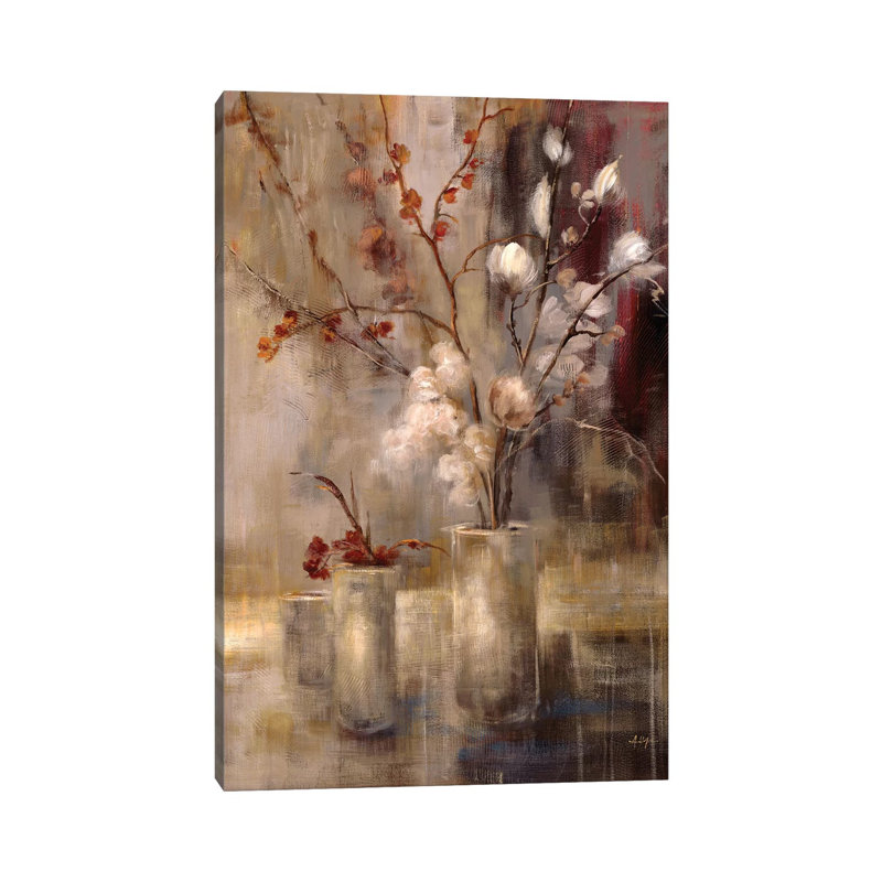 «Silver Floral» par Simon Addyman - reproduction d'art, Toile tendue, H 18 po x l 12 po x 1,5 po