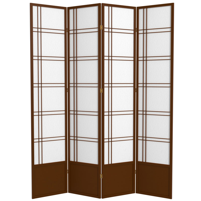 Cloison pliante Keitez, 4 panneaux, Noyer