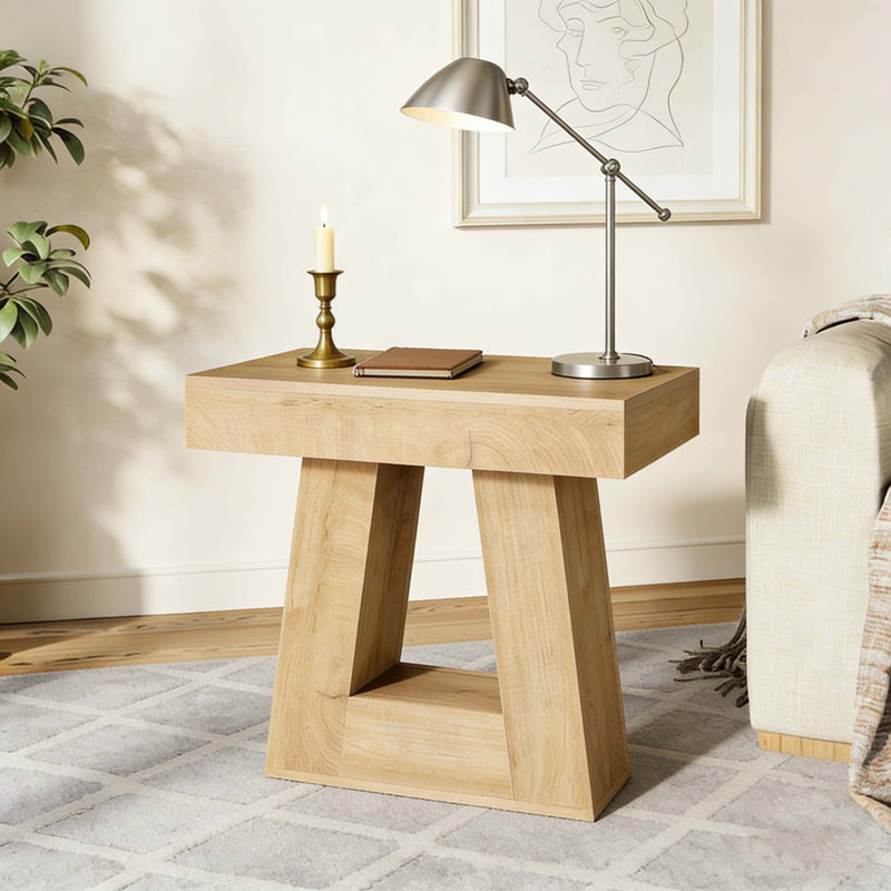 2-Tier Narrow Side Table with Trapezoid Base