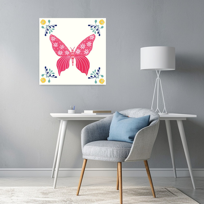 Art contemporain avec papillon Folk Butterfly VI, H 24 po x l 24 po