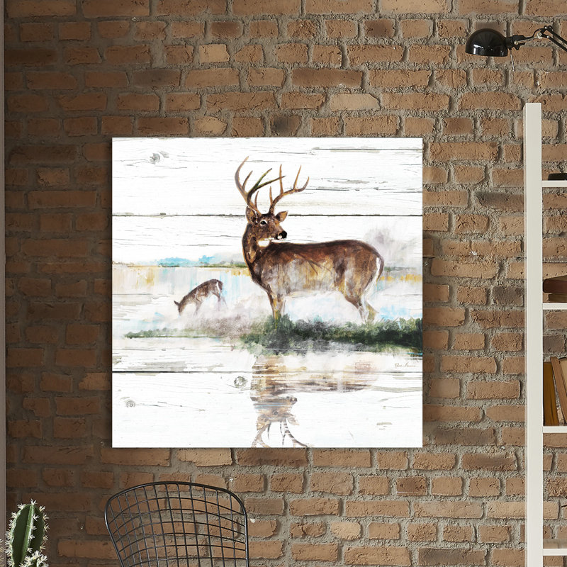 « rustique misty cerf », reproduction d’art sur toile tendue, H 18 po x l 18 po