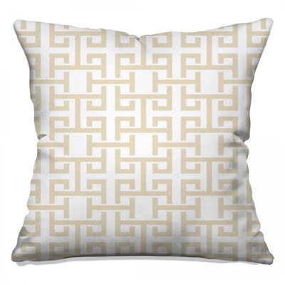 Beige Greek Key Double Sided Throw Pillows