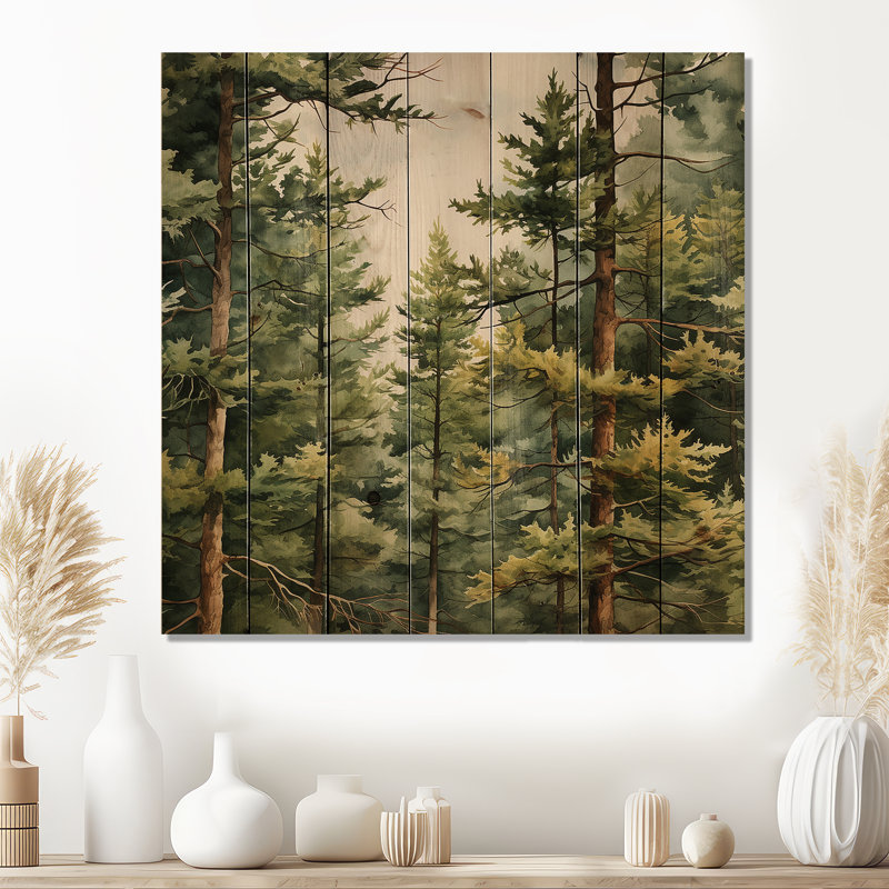 Reproduction de pin symphonie II sur bois naturel, H 35 po x l 35 po x P 0,78 po