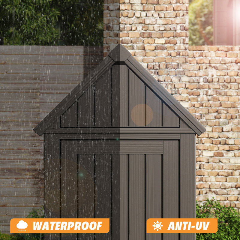Outdoor Storage Shed With Removable Shelves, Waterproof Resin Outdoor Storage Cabinet, Gray