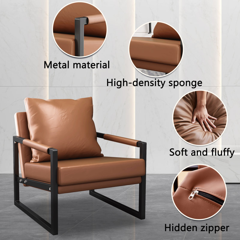 Chaise d'appoint Industrial, Similicuir brun