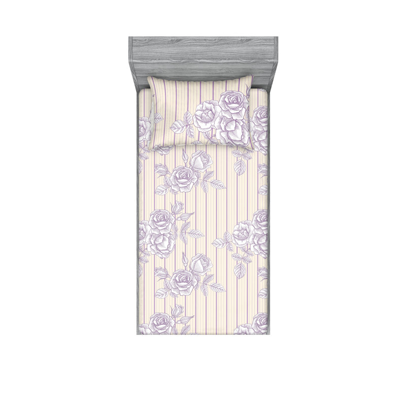 Drap-housse et taie décorative Ambesonne, Ensemble de draps pour lit simple avec 1 taie d'or