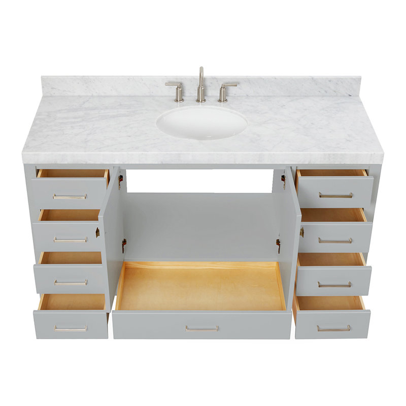 Meuble-lavabo simple 60 po Cambridge, Nickel brossé, Gris