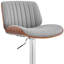 Tabouret de bar réglable en similicuir gris et acier noir-436392277